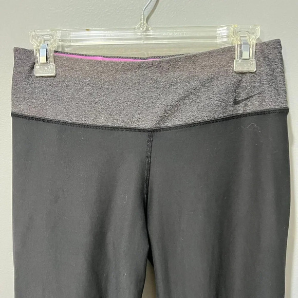 Nike Womens Dri Fit High Rise Long Leggings Black M Wide Leg Athletic Yoga - Picture 5 of 8